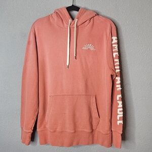 American‎ Eagle Hoodie Pullover AE Logo Salmon Coral Cotton Mens Size S Small